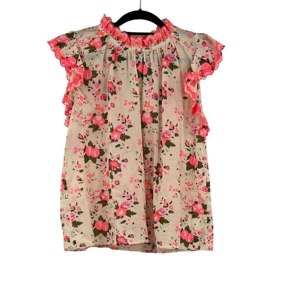 THML Floral Ruffle Blouse - Pink and Cream